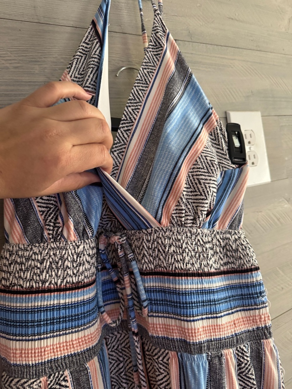 VENUS Multicolor Striped Halter Jumpsuit in Blue & Pink - Picture 7 of 13